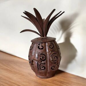 Decorative Brown Metal Pineapple Sculpture